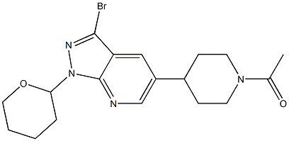 1-(4-(3-broMo-1-(tetrahydro-2H-pyran-2-yl)-1H-pyrazolo[3,4-b]pyridin-5-yl)piperidin-1-yl)ethanone,,结构式