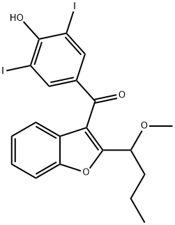 [2-[(1RS)-1-Methoxybutyl]benzofuran-3-yl][4-hydroxy-3,5-diiodophenyl]Methanone 化学構造式