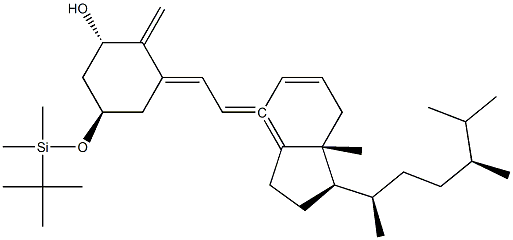 (1S,5R,E)-5-((叔丁基二甲基硅烷基)氧基)-3-((E)-2-((1R,3AS,7AR)-1-((2R,5S)-5,6-亚甲基庚-2-基)-7A-甲基六氢-1H-茚-4(2H)-亚基)亚乙基)-2-甲基环己醇, , 结构式