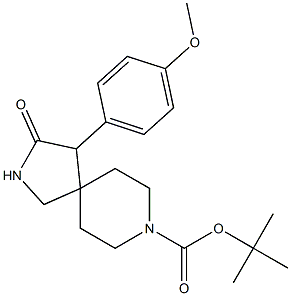 tert-butyl 4-(4-Methoxyphenyl)-3-oxo-2,8-diazaspiro[4.5]decane-8-carboxylate,,结构式