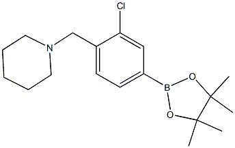 1-(2-Chloro-4-(4,4,5,5-tetramethyl-1,3,2-dioxaborolan-2-yl)benzyl)piperidine 化学構造式