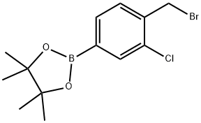 2-(4-(Bromomethyl)-3-chlorophenyl)-4,4,5,5-tetramethyl-1,3,2-dioxaborolane 结构式