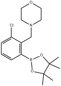 4-{[2-chloro-6-(tetramethyl-1,3,2-dioxaborolan-2-yl)phenyl]methyl}morpholine Struktur