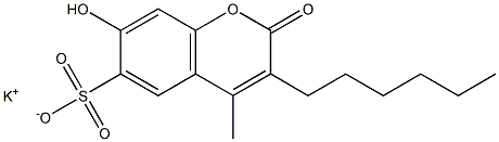 3-n-Hexyl-7-hydroxy-4-methyl-coumarinyl-6-sulfonic acid potassium salt,,结构式