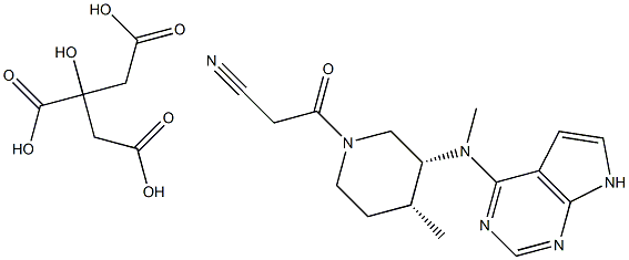 3-((3R,4R)-4-Methyl-3-(Methyl(7H-pyrrolo[2,3-d]pyriMidin-4-yl)aMino)piperidin-1-yl)-3-oxopropanenitrile 2-hydroxypropane-1,2,3-tricarboxylate Struktur