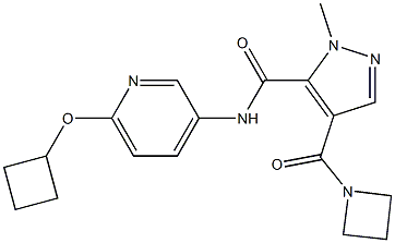 4-(azetidine-1-carbonyl)-N-(6-cyclobutoxypyridin-3-yl)-1-Methyl-1H-pyrazole-5-carboxaMide,,结构式