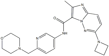 6-(azetidin-1-yl)-2-Methyl-N-(6-(MorpholinoMethyl)pyridin-3-yl)iMidazo[1,2-b]pyridazine-3-carboxaMide,,结构式