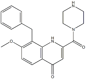 8-benzyl-7-Methoxy-2-(piperazine-1-carbonyl)quinolin-4(1H)-one 化学構造式