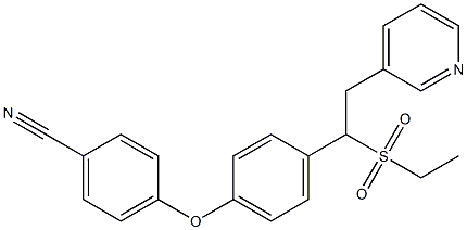 4-(4-(1-(ethylsulfonyl)-2-(pyridin-3-yl)ethyl)phenoxy)benzonitrile 化学構造式