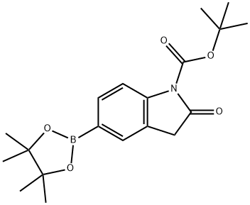 叔丁基-2-氧代-5-(4,4,5,5-四甲基-1,3,2-二氧硼杂环戊烷-2-基)二氢吲哚-1-羧酸叔丁酯, 2096332-45-3, 结构式