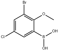 3-Bromo-5-chloro-2-methoxyphenylboronic acid 化学構造式