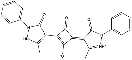 3-methyl-4-[3-(5-methyl-3-oxo-2-phenyl-2,3-dihydro-1H-pyrazol-4-yl)-2-oxido-4-oxocyclobut-2-en-1-ylidene]-5-oxo-1-phenyl-4,5-dihydro-1H-pyrazol-2-ium Struktur