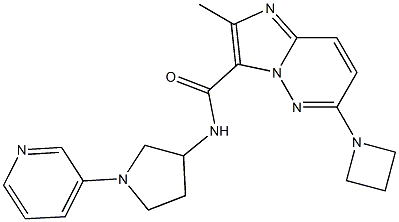 6-(azetidin-1-yl)-2-Methyl-N-(1-(pyridin-3-yl)pyrrolidin-3-yl)iMidazo[1,2-b]pyridazine-3-carboxaMide,,结构式