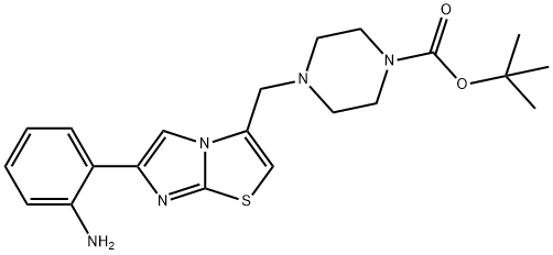 tert-butyl 4-((6-(2-aMinophenyl)iMidazo[2,1-b]thiazol-3-yl)Methyl)piperazine-1-carboxylate Struktur