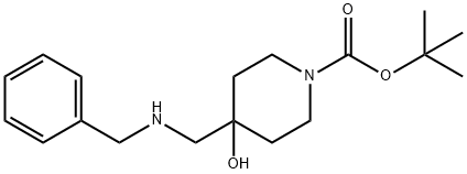 4-((苄基氨基)甲基)-4-羟基哌啶-1-羧酸叔丁酯 结构式