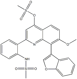 8-(benzofuran-3-yl)-7-Methoxy-2-(2-(MethylsulfonaMido)phenyl)quinolin-4-yl Methanesulfonate 化学構造式