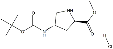 (2R,4S)-4-BOC-aMino Pyrrolidine-2-carboxylic acid Methylester-HCl 化学構造式