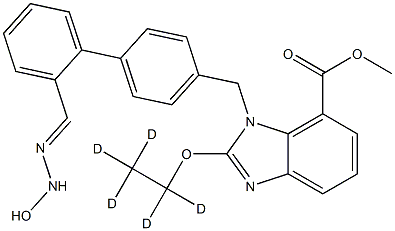 2-Ethoxy-d5-1-[[2'-[(hydroxyaMino)iMinoMethyl][1,1'-biphenyl]-4-yl]Methyl]-1H-benziMidazole-7-carboxylic Acid Methyl Ester 结构式