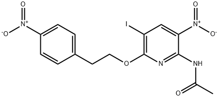 N-(5-iodo-3-nitro-6-(4-nitrophenethoxy)pyridin-2-yl)acetaMide 化学構造式