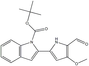 5-(1-BOC-2-吲哚基)-3-甲氧基吡咯-2-甲醛, 1033391-26-2, 结构式