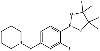 1-(3-Fluoro-4-(4,4,5,5-tetramethyl-1,3,2-dioxaborolan-2-yl)benzyl)piperidine 结构式