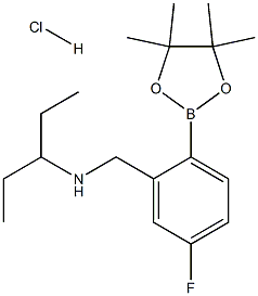 {[5-Fluoro-2-(tetramethyl-1,3,2-dioxaborolan-2-yl)phenyl]methyl}(pentan-3-yl)amine hydrochloride Structure