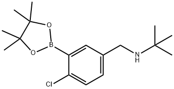 N-(4-氯-3-(4,4,5,5-四甲基-1,3,2-二氧硼戊环-2-基)苄基)-2-甲基丙-2-胺,2096333-91-2,结构式