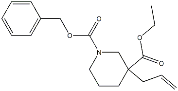 1-CBZ-3-烯丙基哌啶-3-甲酸乙酯,,结构式