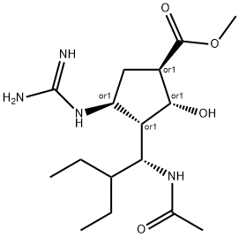 (1S,2S,3R,4R)-Methyl 3-((R)-1-acetaMido-2-ethylbutyl)-4-guanidino-2-hydroxycyclopentanecarboxylate 化学構造式