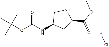 (2R,4R)-4-BOC-aMino Pyrrolidine-2-carboxylic acid Methylester-HCl 化学構造式