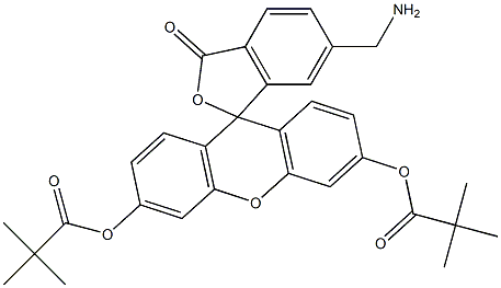 6-(aMinoMethyl)-3-oxo-3H-spiro[isobenzofuran-1,9'-xanthene]-3',6'-diyl bis(2,2-diMethylpropanoate),,结构式