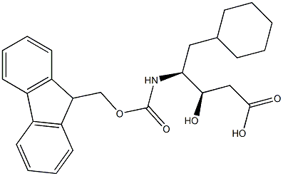 (3R,4S)-4-((((9H-fluoren-9-yl)Methoxy)carbonyl)aMino)-5-cyclohexyl-3-hydroxypentanoic acid,,结构式