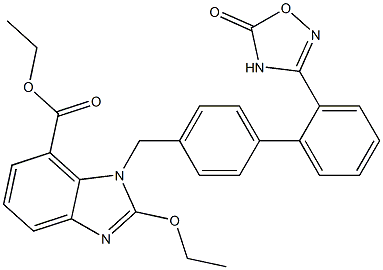 ethyl 2-ethoxy-1-((2'-(5-oxo-4,5-dihydro-1,2,4-oxadiazol-3-yl)biphenyl-4-yl)Methyl)-1H-benzo[d]iMidazole-7-carboxylate,,结构式