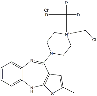 1-(ChloroMethyl)-1-(Methyl-d3)-4-(2-Methyl-10H-thieno[2,3-b][1,5]benzodiazepin-4-yl)-piperaziniuM Chloride,,结构式