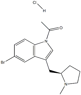 (R)-1-(5-溴-3-((1-甲基吡咯烷-2-基)甲基)-1H-吲哚-1-基)乙酮盐酸盐 结构式