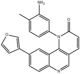 1-(3-氨基-4-甲基苯基)-9-(呋喃-3-基)苯并[H][1,6]萘啶-2(1H)-酮, 1415564-67-8, 结构式