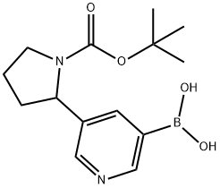 5-(1-(tert-butoxycarbonyl)pyrrolidin-2-yl)pyridin-3-ylboronic acid Structure