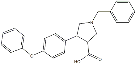 1-Benzyl-4-(4-phenoxy-phenyl)-pyrrolidine-3-carboxylic acid,,结构式