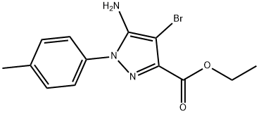 5-Amino-4-bromo-1-p-tolyl-1H-pyrazole-3-carboxylic acid ethyl ester 化学構造式