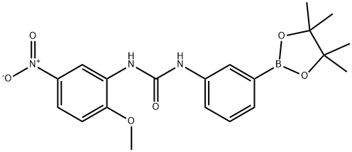 1-(2-Methoxy-5-nitrophenyl)-3-[3-(tetramethyl-1,3,2-dioxaborolan-2-yl)phenyl]urea 化学構造式