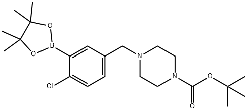 4-(4-氯-3-(4,4,5,5-四甲基-1,3,2-二氧硼杂环戊烷-2-基)苯基)哌嗪-1-羧酸叔丁酯,2096334-64-2,结构式