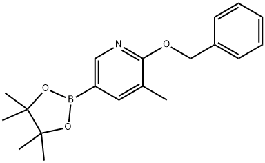 2-(苄氧基)-3-甲基-5-(4,4,5,5-四甲基-1,3,2-二氧杂环戊硼烷-2-基)吡啶, 1375302-97-8, 结构式