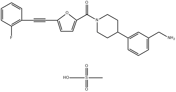 (4-(3-(aMinoMethyl)phenyl)piperidin-1-yl)(5-((2-fluorophenyl)ethynyl)furan-2-yl)Methanone Methanesulfonate Structure