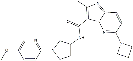 6-(azetidin-1-yl)-N-(1-(5-Methoxypyridin-2-yl)pyrrolidin-3-yl)-2-MethyliMidazo[1,2-b]pyridazine-3-carboxaMide,,结构式