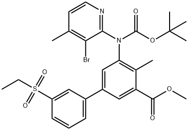Methyl 5-((3-broMo-4-Methylpyridin-2-yl)(tert-butoxycarbonyl)aMino)-3'-(ethylsulfonyl)-4-Methylbiphenyl-3-carboxylate Structure