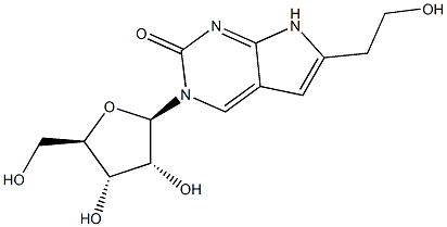3-(beta-D-Ribofuranosyl)-6-(2-hydroxyethyl)-3,7-dihydropyrrolo[2,3-d]pyriMidin-2-one 结构式