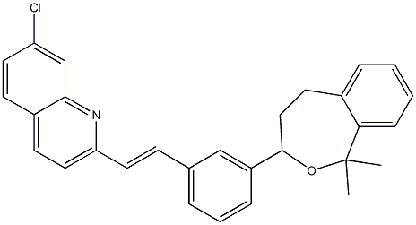 (E)-2-(3-(1,1-二甲基-1,3,4,5-四氢苯并[C]恶庚因-3-基)-苯乙烯基)-7-氯喹啉, , 结构式