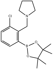 1-{[2-chloro-6-(tetramethyl-1,3,2-dioxaborolan-2-yl)phenyl]methyl}pyrrolidine Struktur