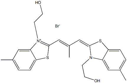 3-(2-Hydroxyethyl)-2-[3-((3-(2-hydroxyethyl)-5-methyl-3H-benzothiazol-2-ylidene)-2-methyl)-1-propenyl]-5-methyl-benzothiazolium bromide Struktur