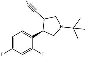 (4R)-1-(tert-butyl)-4-(2,4-difluorophenyl)pyrrolidine-3-carbonitrile 结构式